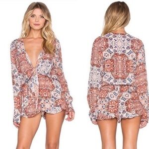 RAGA By Anthropologie Multicolor Raga Sunset Bohemian Romper Size Large